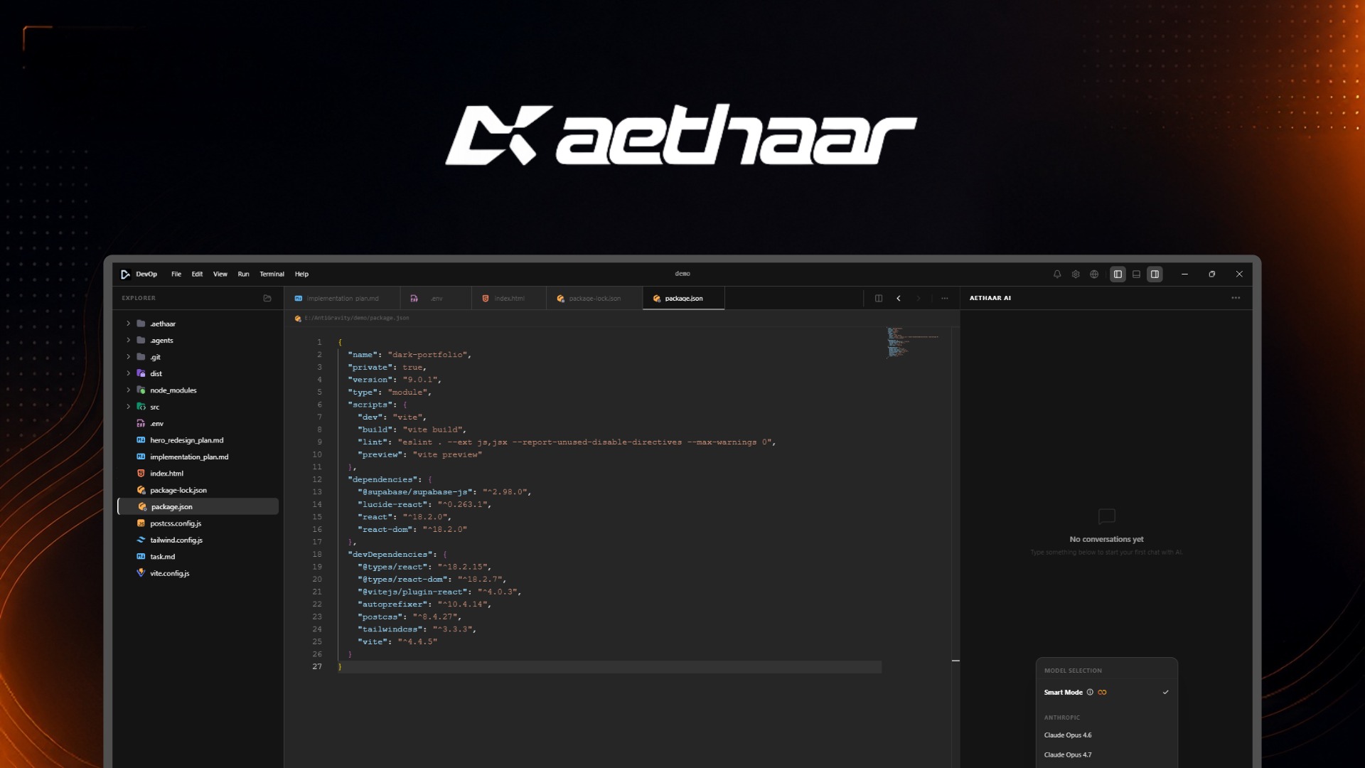 Ater Users. Software Aethaar - AI agents and code editor